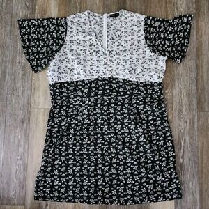 WEDNESDAYS GIRL‎ Plus Size Dress Womens Size 24 Black White Floral Cottagecore